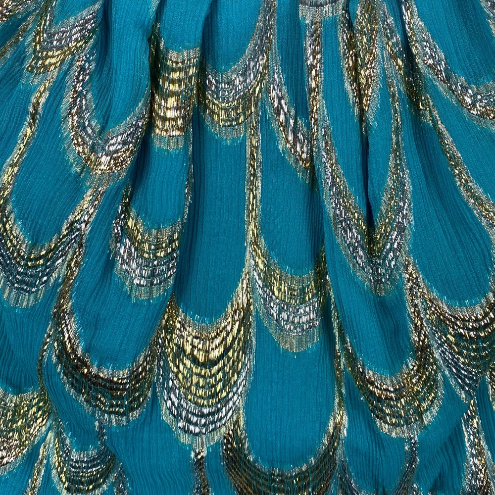 Trina Turk Peacock Metallic Sheath Dress Size 6 - Picture 6 of 8